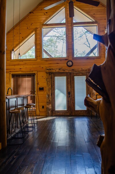 Family friendly cabin with an exclusive view of a waterfall on the Okatoma River