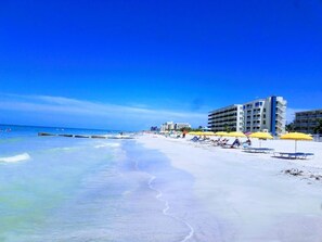 On the beach, sun loungers, beach towels - Now Open! 7-Night Deal – Oceanfront w/ Private Balcony & Stunning Views (Longboat Key)
