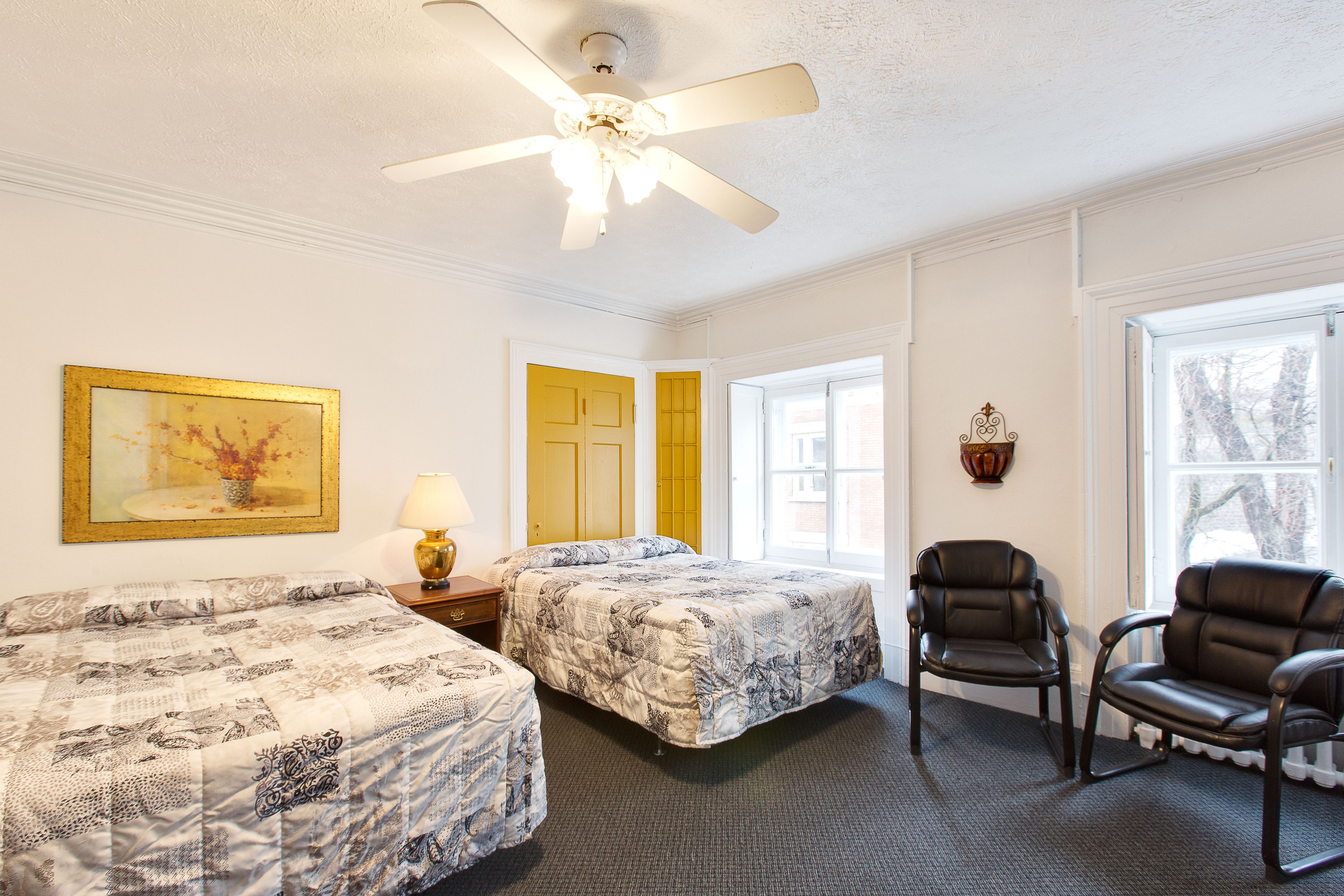 room, 2 double beds, private bathroom | free wifi, bed sheets