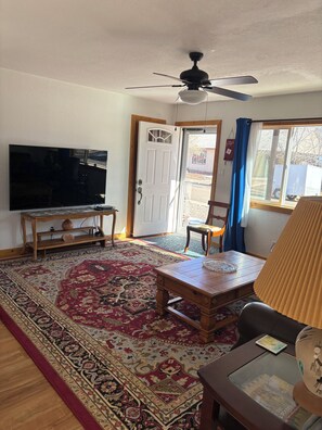 Smart TV, DVD player, books, video library