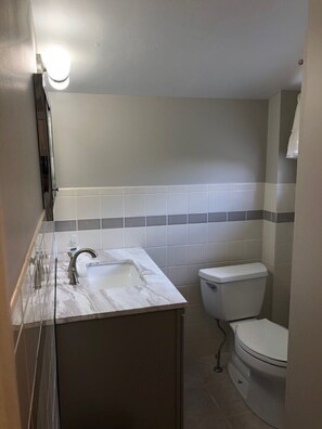 Séchoir à cheveux, serviettes fournies, savon, papier de toilette