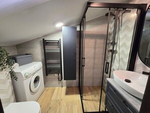 Appartement (A1) | Salle de bain | Sèche-cheveux, serviettes fournies, savon, papier toilette