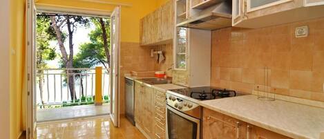 Apartment (A1) | Private kitchen | Fridge, oven, stovetop, dishwasher