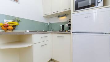 Apartment (A1) | Private kitchen | Mini-fridge, electric kettle