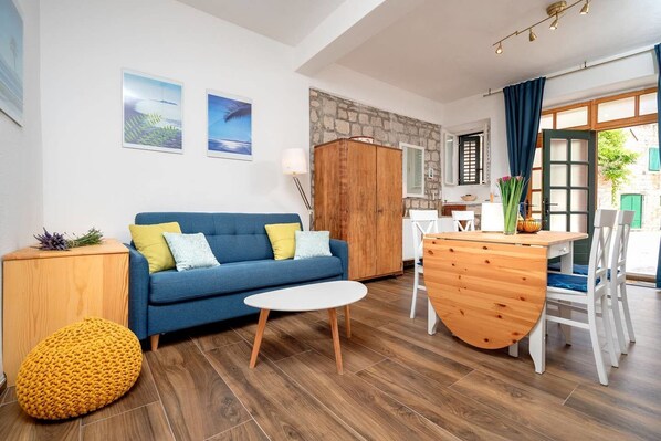 House | Living room | TV, fireplace