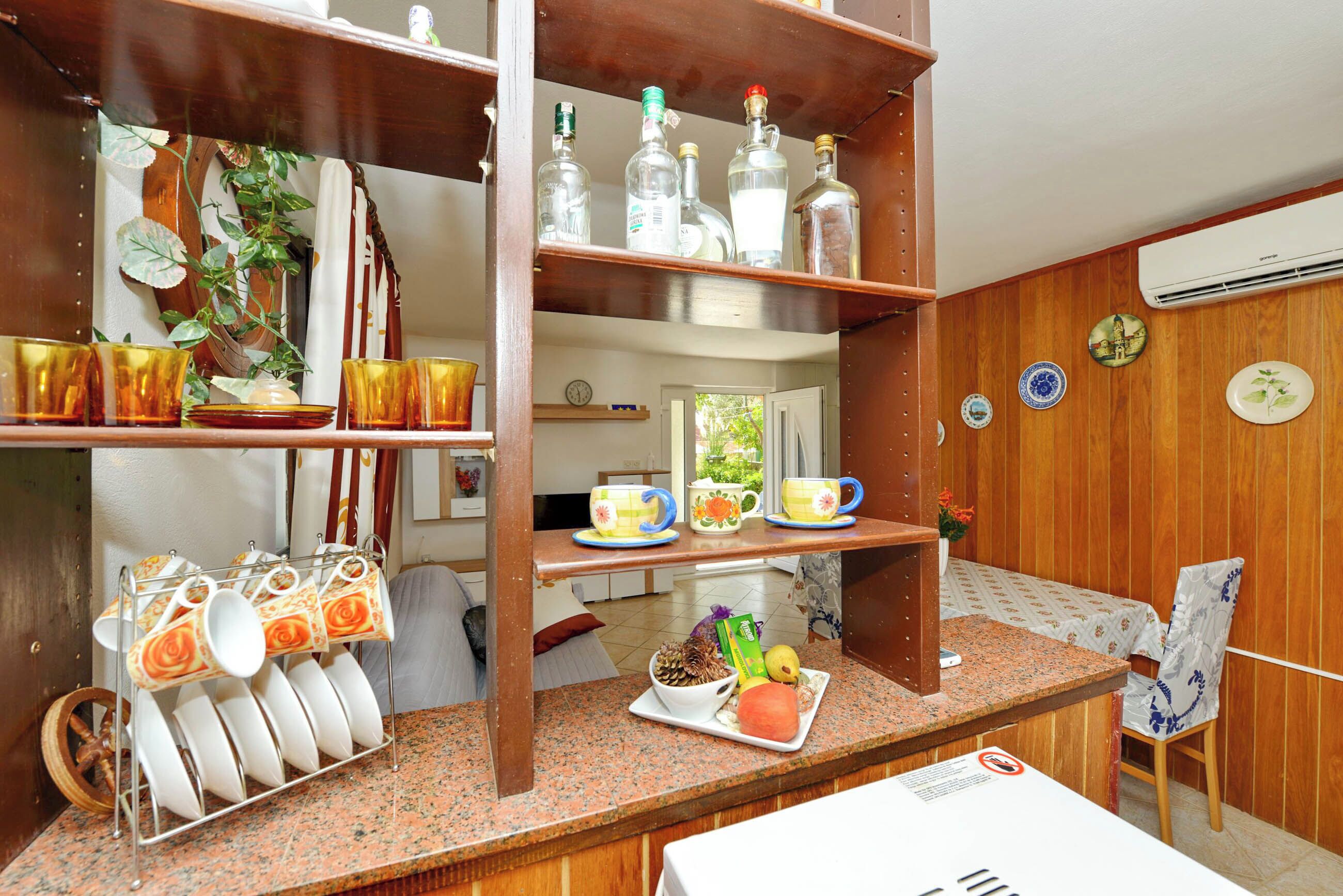 Fridge, microwave, oven, espresso maker