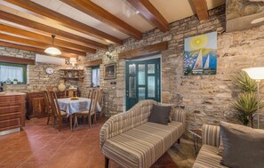 Villa | Private kitchen | Fridge, microwave, oven, stovetop