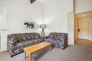 TV, fireplace, books - Deluxe Two Bedroom Suite on the 1st floor with outdoor heated pool 10304 (Killington)