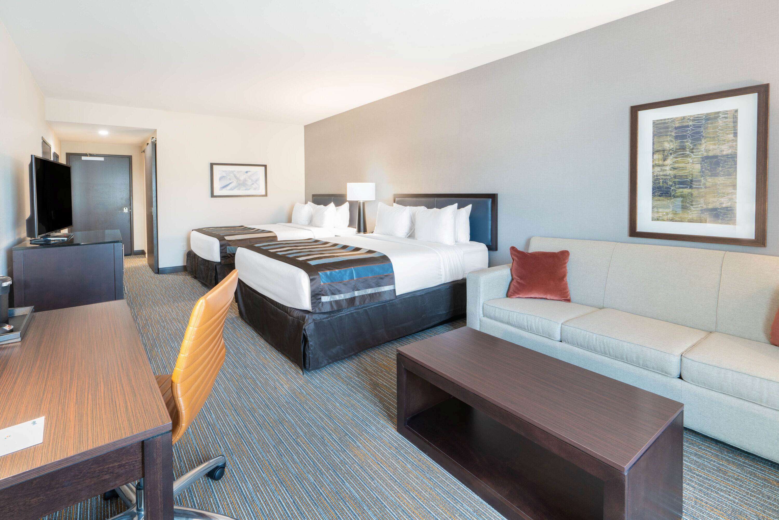 1 bedroom, desk, laptop workspace, iron/ironing board