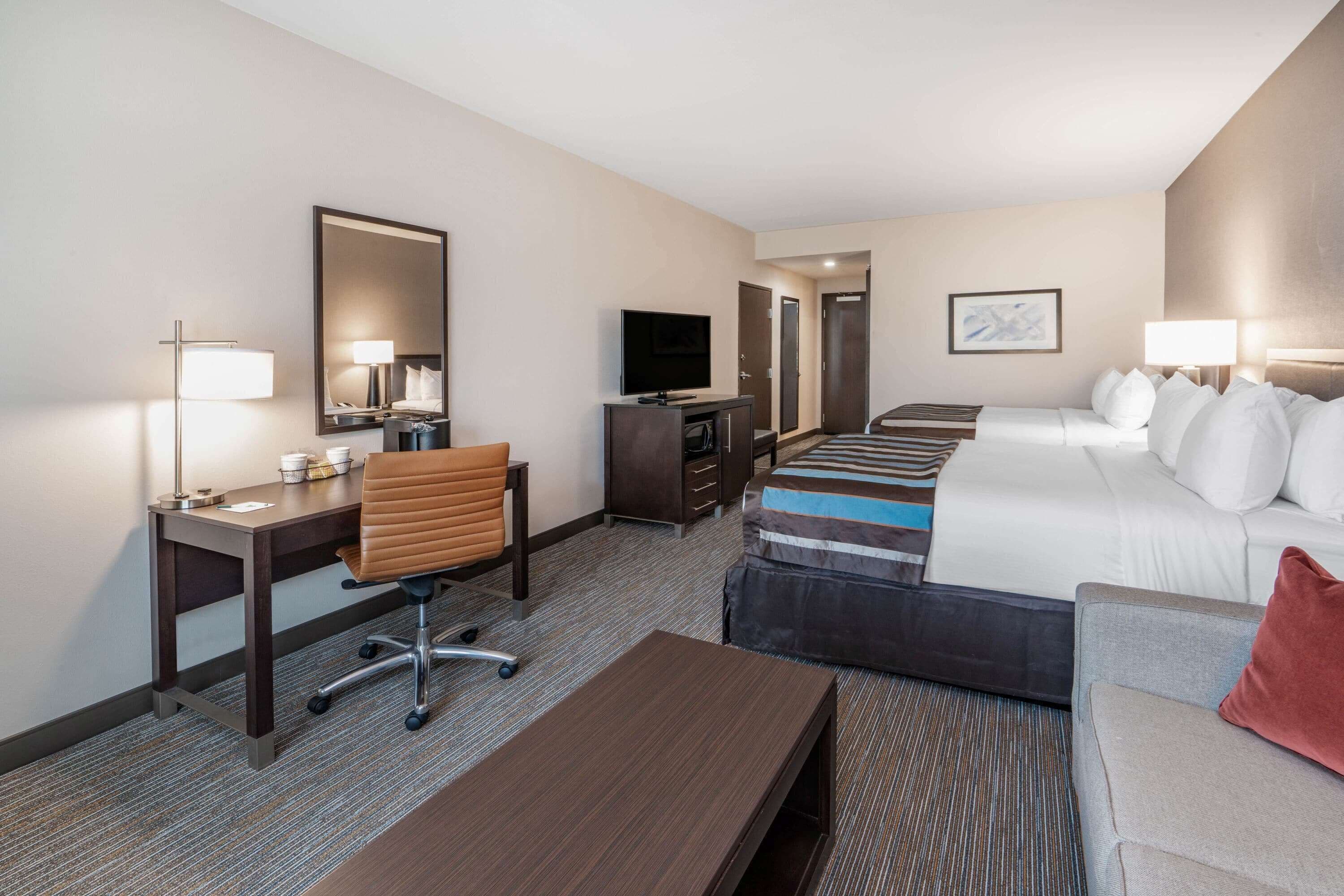 1 bedroom, desk, laptop workspace, iron/ironing board