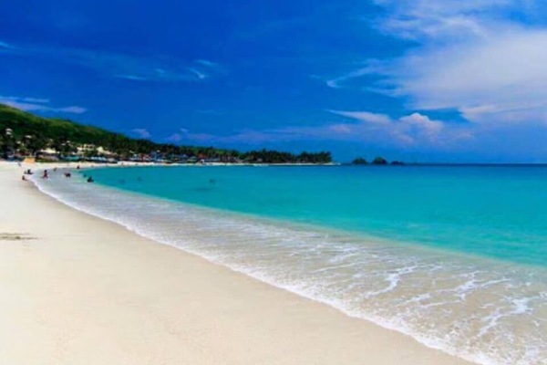 On the beach, white sand