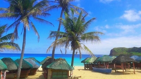 On the beach, white sand