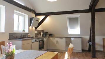 Fridge, microwave, oven, dishwasher