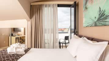 Loft estándar, 1 cama Queen size, vista a la ciudad | 1 habitación, sábanas de algodón egipcio y ropa de cama de alta calidad