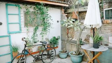 Shower, rainfall showerhead, slippers