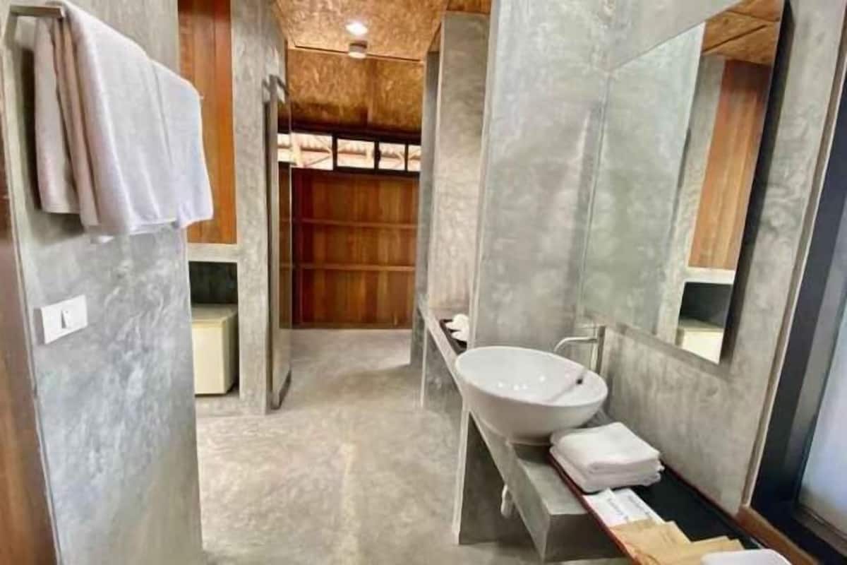 Shower, hydromassage showerhead, slippers