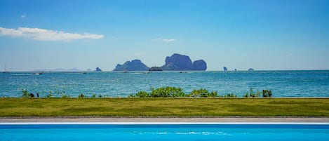 On the beach, kayaking