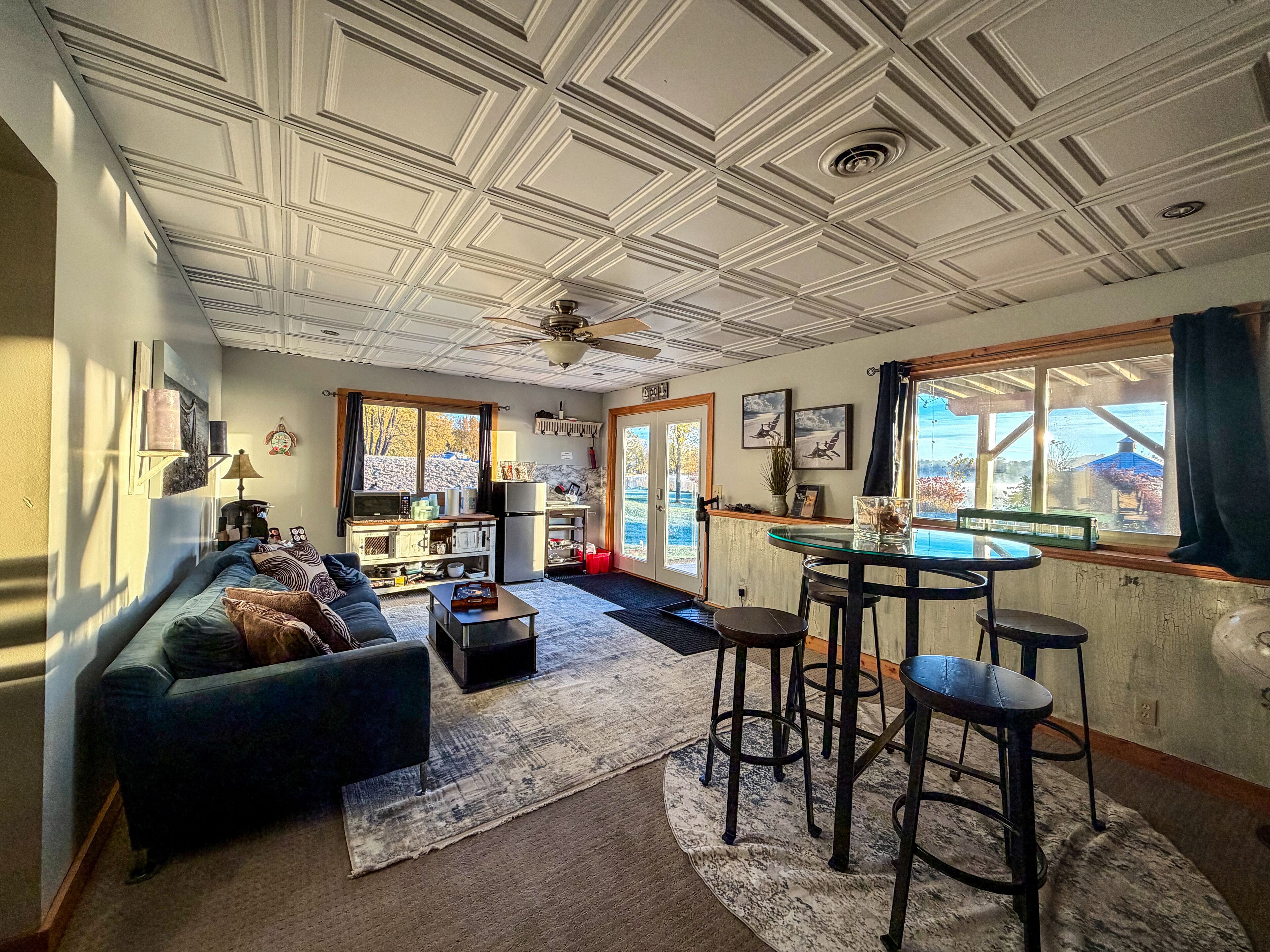 Smart TV, fireplace, video game console