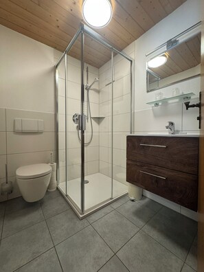 Shower, hair dryer, towels - 5 Apartment Kienberg 35sqm, balcony, kitchenette, 1 bedroom, living room, 2 pers. (Ruhpolding)