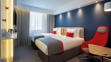 Hypo-allergenic bedding, blackout curtains, iron/ironing board