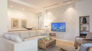 Smart TV, DVD player, music library, stereo