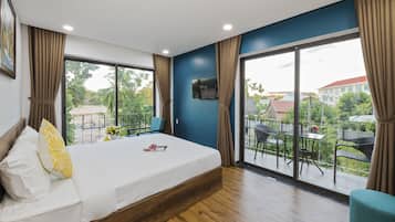 ห้องดีลักซ์ดับเบิล | เครื่องนอนระดับพรีเมียม, มินิบาร์, โต๊ะทำงาน, ผ้าม่านกันแสง