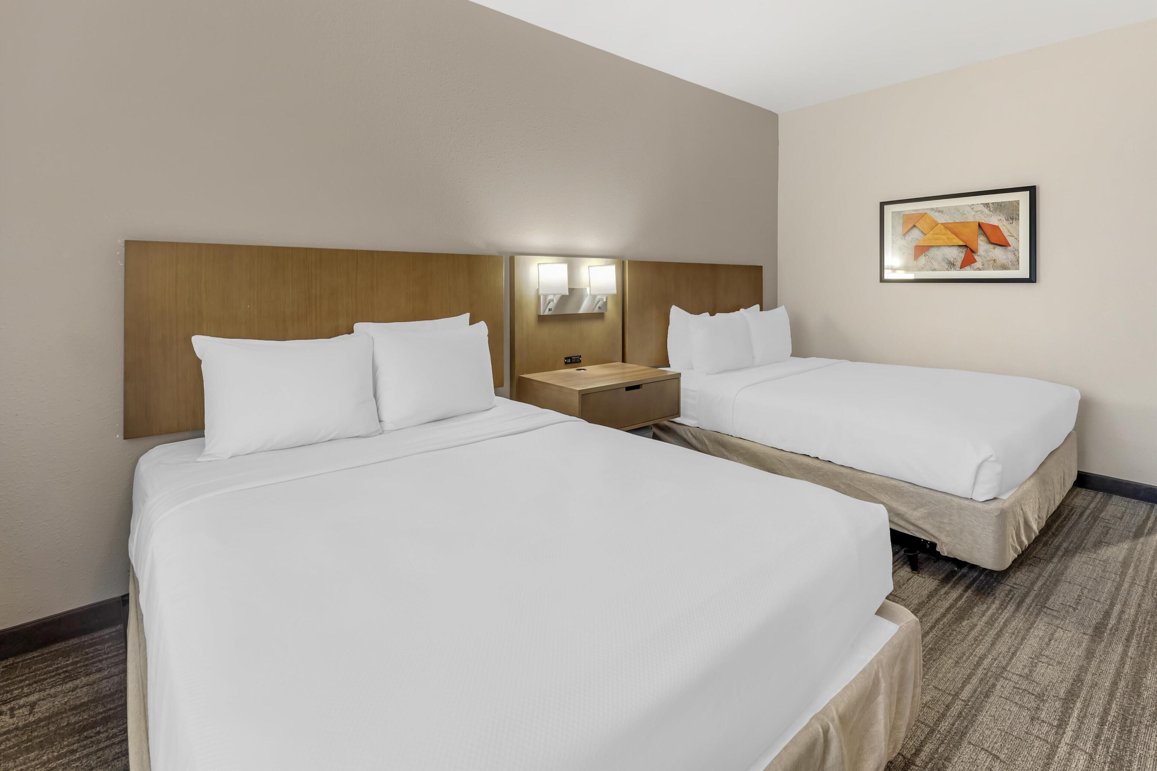 standard room, 2 queen beds, accessible, refrigerator & microwave | 1 bedroom, desk, laptop workspace, blackout curtains