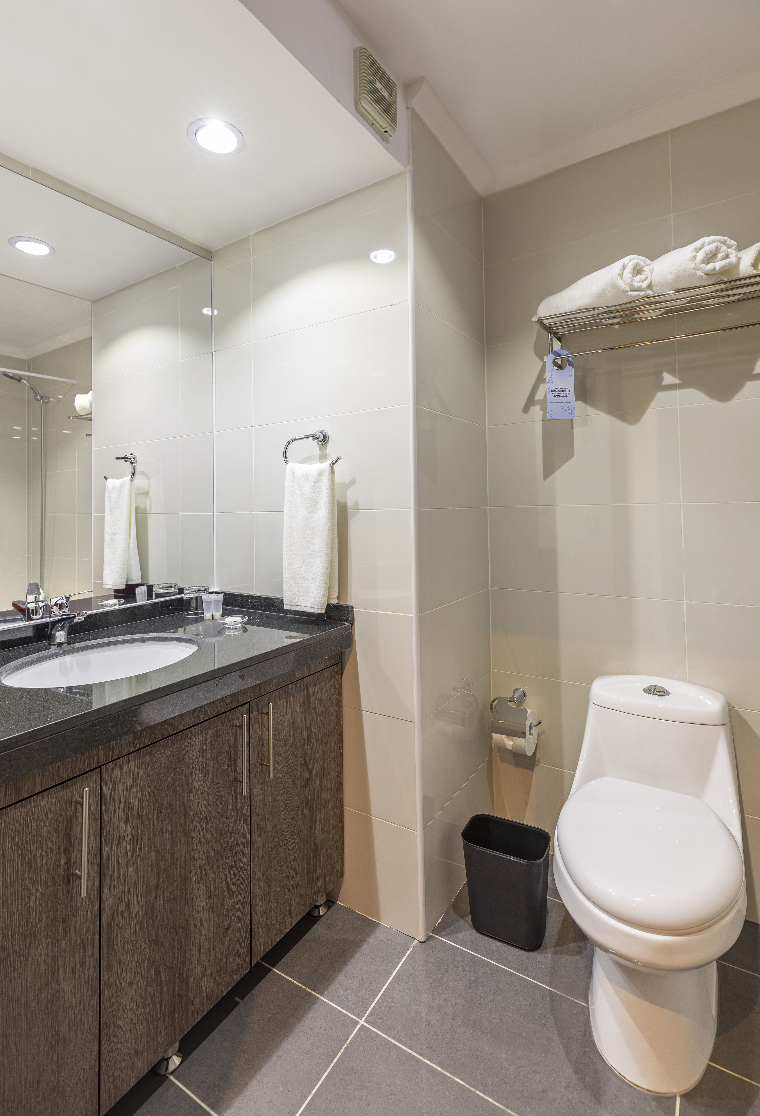 combined shower/bathtub, hair dryer, towels