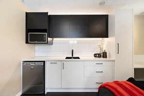 Fridge, microwave, dishwasher, electric kettle