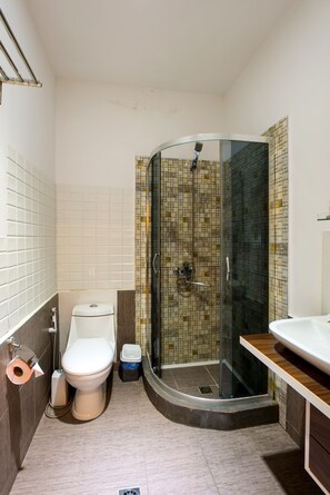 Junior Suite | Bathroom | Shower, free toiletries, hair dryer, slippers