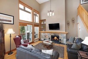 TV, fireplace, offices