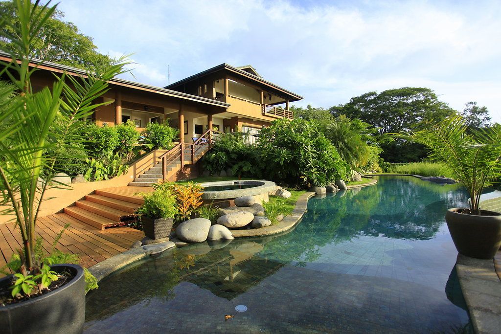 Outdoor pool, pool umbrellas