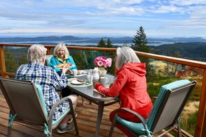 Enjoying breakfast overlooking the Gulf Islands