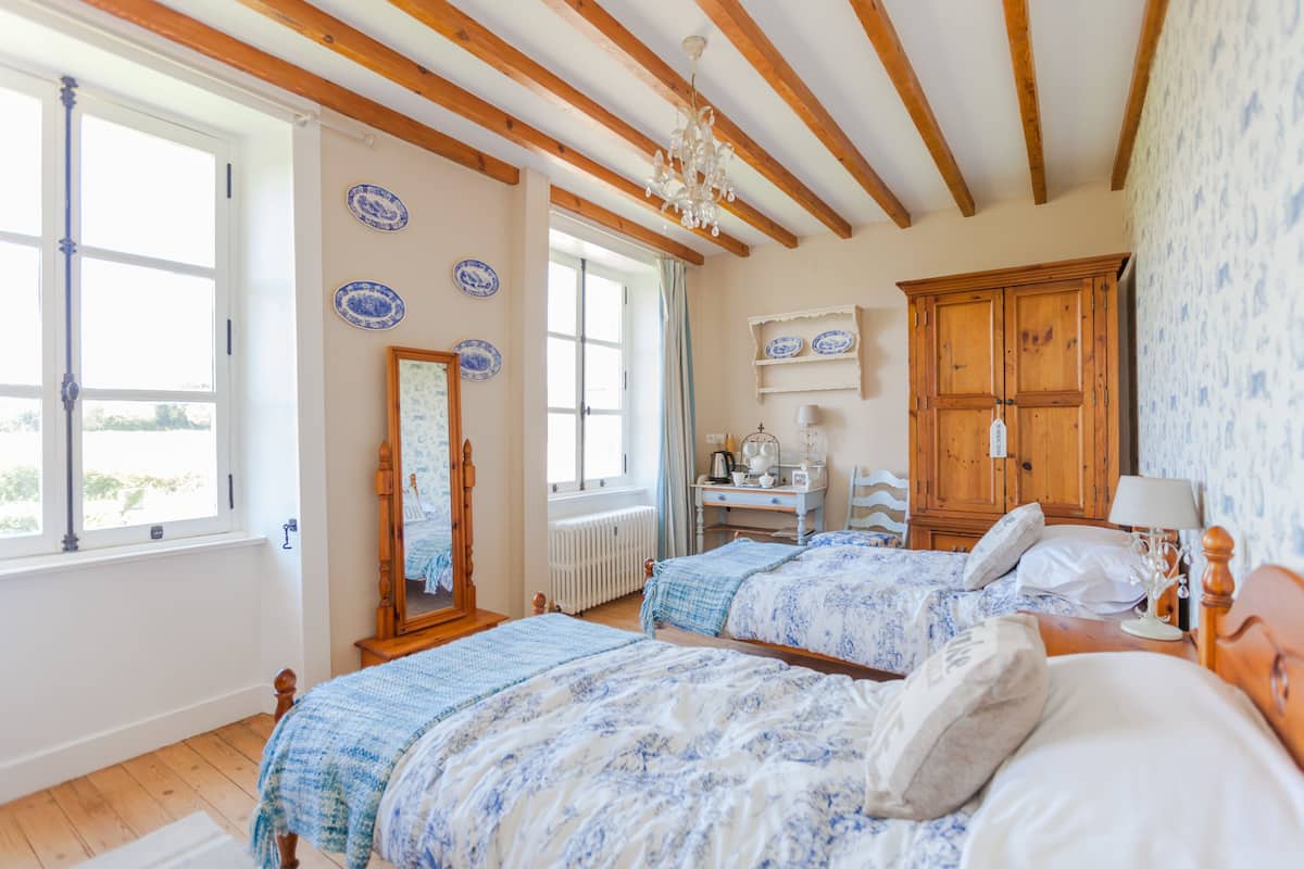 Deluxe Twin Room (Blue Toile) | 1 bedroom, Egyptian cotton sheets, premium bedding, down comforters