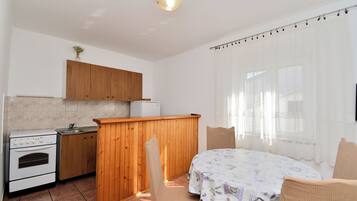 Apartamento (A2) | Cozinha privada | Máquina de café expresso, cafeteira/chaleira, geladeira, micro-ondas