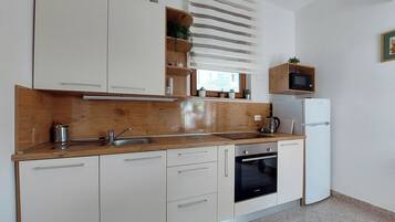 Appartement (A2) | Privékeuken | Een koelkast, een kookplaat, een espressoapparaat