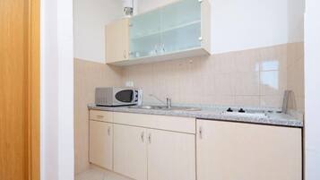 Apartment (A2) | Private kitchen | Fridge, microwave, stovetop, espresso maker