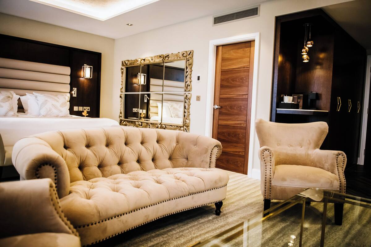 superior double room | living area | 50-inch smart tv with cable channels, tv, streaming services