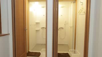 Shower, slippers, towels