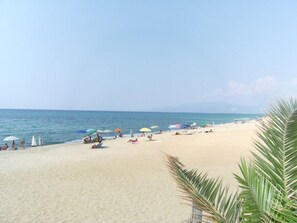 On the beach, beach towels