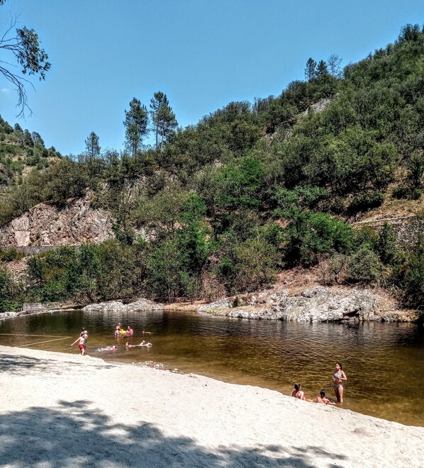 Beach - Traditional blue-shuttered stone house  in a stunning Ardeche mountain village. (Ardeche)