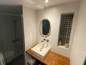Shower, hair dryer, towels - Lodging with swimming pool and private garden on the hills of Cagnes sur Mer (Cagnes-sur-Mer)