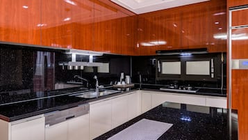 Fridge, microwave, electric kettle, rice cooker