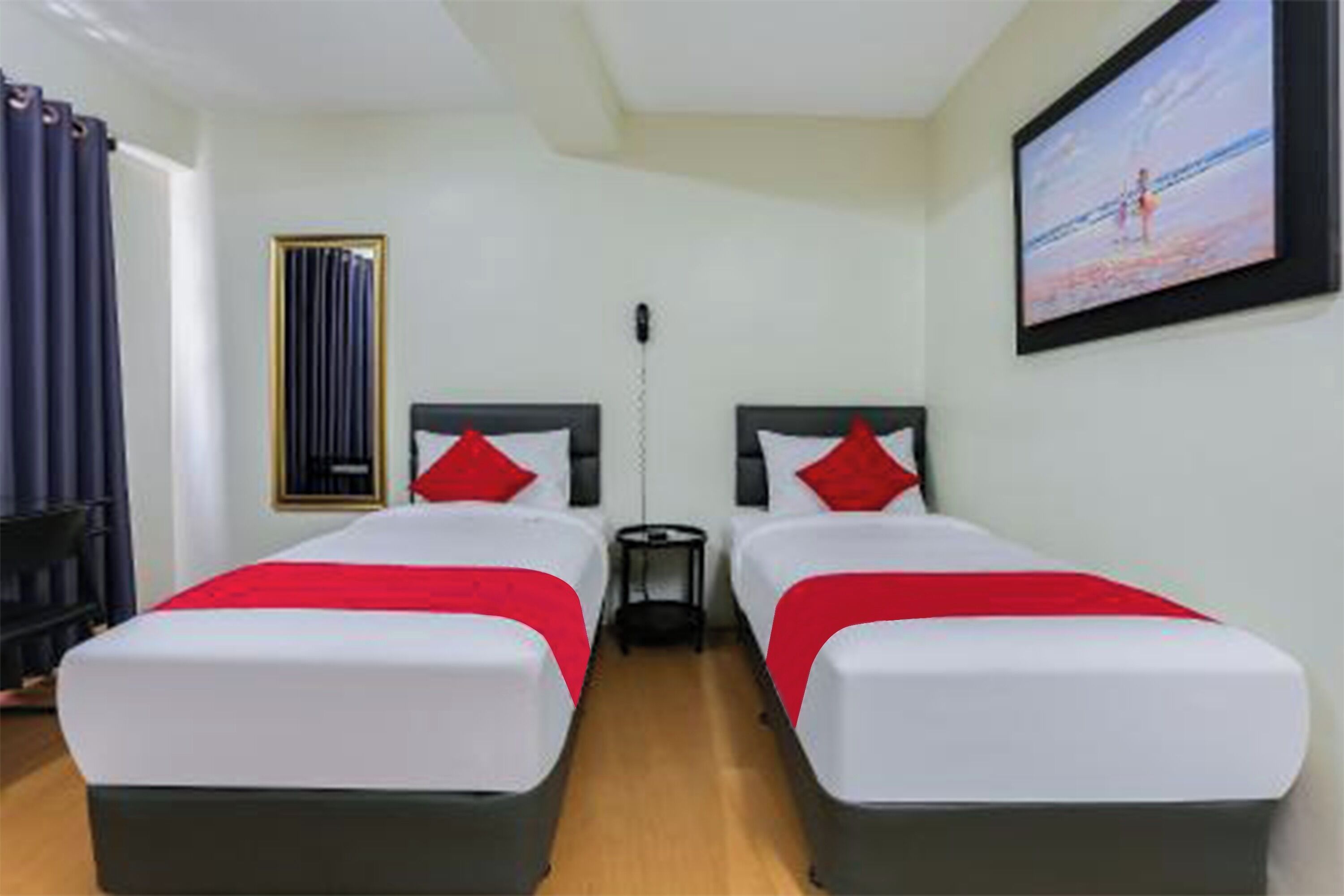 1 bedroom, desk, blackout curtains, iron/ironing board