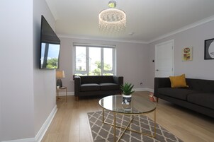 Premium House, 3 Bedrooms, Kitchen, Garden Area | Living room | 52-inch flat-screen TV with satellite channels, LCD TV, Netflix