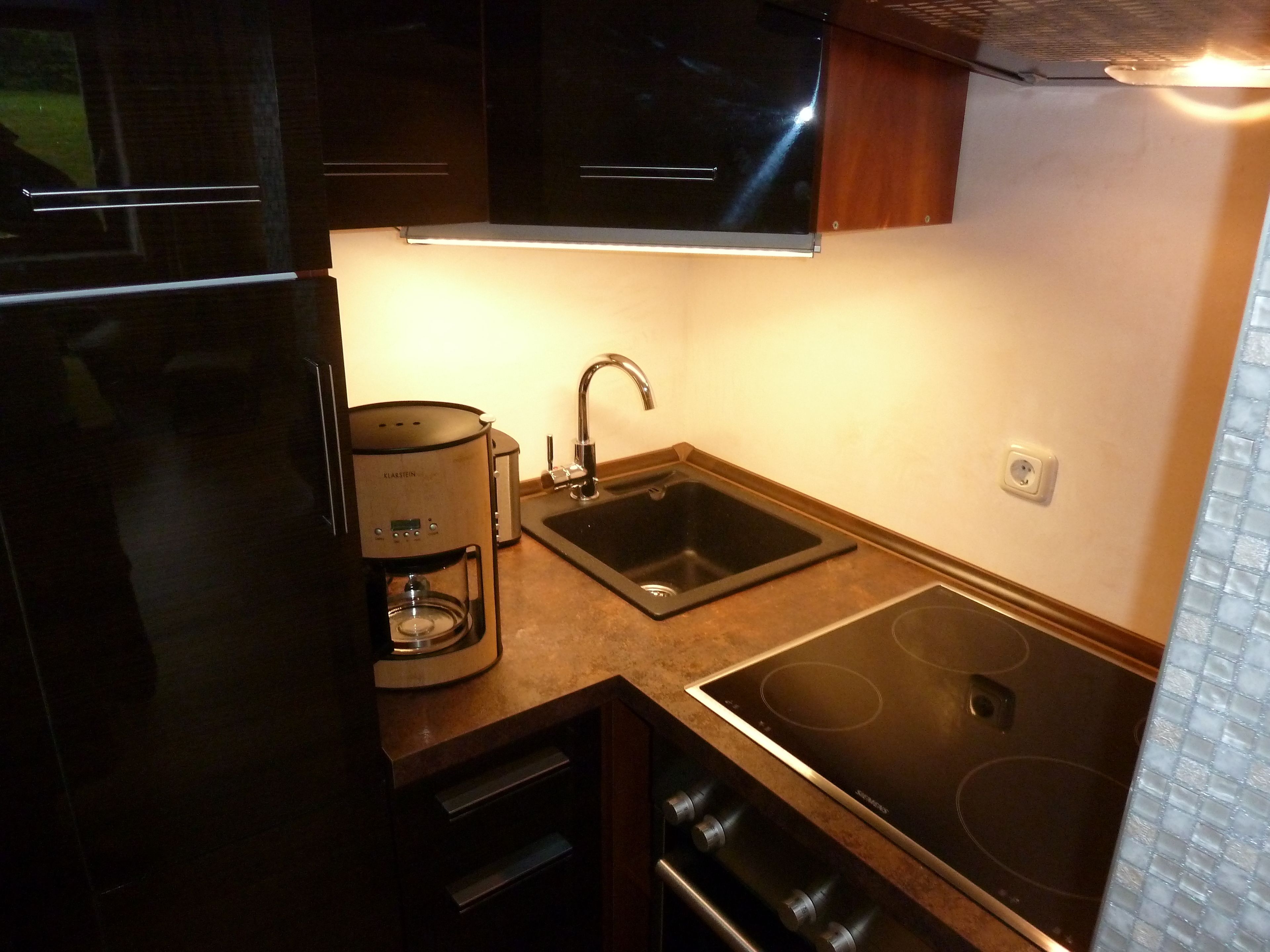 Apartment | Eigene Küche | Kühlschrank, Herdplatte, Wasserkocher mit Kaffee-/Teezubehör