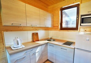 Réfrigérateur, micro-ondes, plaque de cuisson, bouilloire électrique