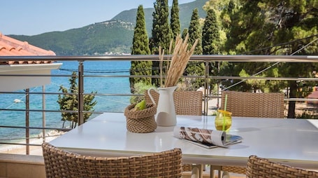 Junior Suite, 1 Bedroom, Sea View (Perla) | Balcony view. Meliti Waterfront Suites
