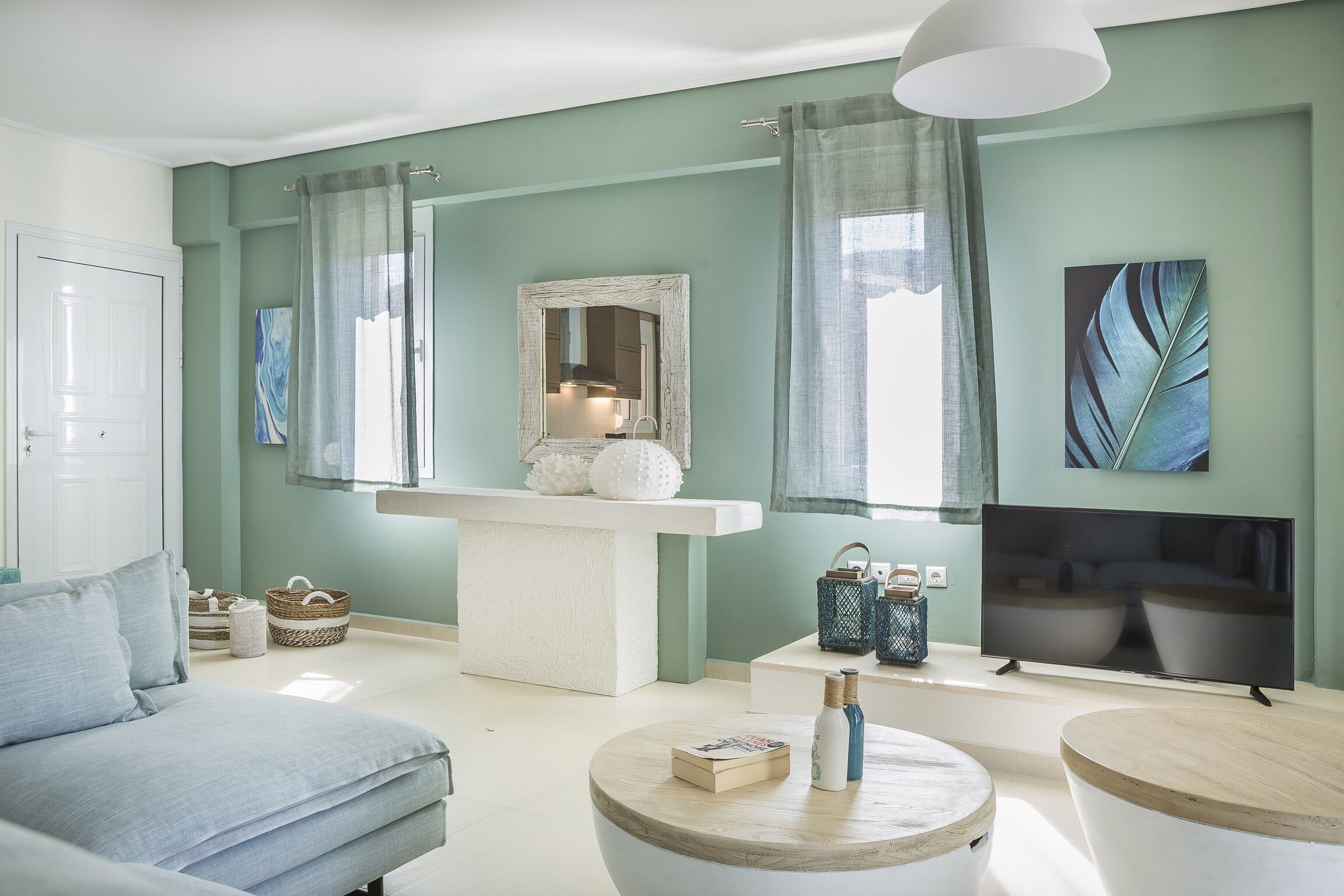 Deluxe Suite, 3 Bedrooms, Sea View (Ammos) | Living room