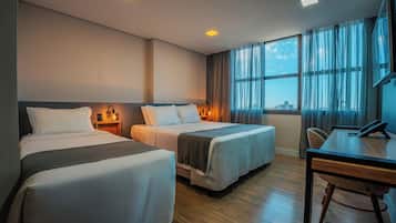 In-room safe, desk, laptop workspace, blackout curtains